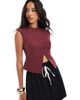 Kaiia Kaiia exclusive tailored button up slit front vest in burgundy - 1