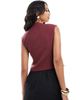 Kaiia Kaiia exclusive tailored button up slit front vest in burgundy - 4