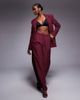 Kaiia Kaiia exclusive tailored pleated detailing wide leg slit hem pants in wine - part of a set - 1