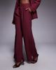 Kaiia Kaiia exclusive tailored pleated detailing wide leg slit hem pants in wine - part of a set - 2