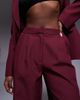 Kaiia Kaiia exclusive tailored pleated detailing wide leg slit hem pants in wine - part of a set - 3