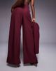 Kaiia Kaiia exclusive tailored pleated detailing wide leg slit hem pants in wine - part of a set - 4