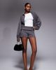 Kaiia Kaiia exclusive tailored stud belt detail micro shorts in charcoal - part of a set-Gray - 1