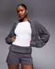 Kaiia Kaiia exclusive tailored stud belt detail micro shorts in charcoal - part of a set-Gray - 2