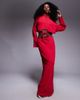 Kaiia Kaiia exclusive textured cotton drawstring maxi skirt in red - part of a set-Brown - 1