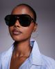 Kaiia Kaiia exclusive thin frame aviator sunglasses in black - 2