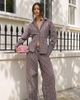 Kaiia Kaiia exclusive wide leg pants in brown plaid - part of a set - 1