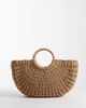 Kaiia Kaiia exclusive woven straw top handle beach bag in brown - 1