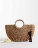 Kaiia Kaiia exclusive woven straw top handle beach bag in brown - 2