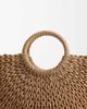 Kaiia Kaiia exclusive woven straw top handle beach bag in brown - 3