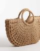 Kaiia Kaiia exclusive woven straw top handle beach bag in brown - 4