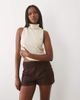 Kaiia Kaiia faux suede micro shorts in chocolate-Brown - 1