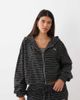 Kaiia Kaiia jersey fleece oversized zip up fleece hoodie in navy stripes - part of a set-Multi - 1