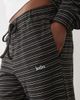 Kaiia Kaiia jersey fleece wide leg drawstring pants in navy stripes - part of a set-Multi - 2