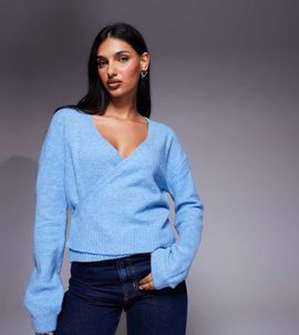 Kaiia Kaiia knit wrap cardigan in blue