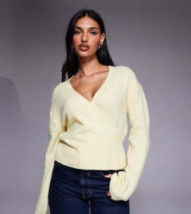 Kaiia Kaiia knit wrap cardigan in yellow