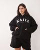 Kaiia Kaiia Plus cotton blend sport embroidered logo oversized hoodie in black - part of a set - 3