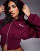Kaiia Kaiia sport cotton rich embroidered logo cropped zip up hoodie in burgundy and baby pink - part of a set - 1