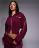 Kaiia Kaiia sport cotton rich embroidered logo cropped zip up hoodie in burgundy and baby pink - part of a set - 2