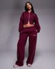 Kaiia Kaiia sport cotton rich embroidered logo cropped zip up hoodie in burgundy and baby pink - part of a set - 4
