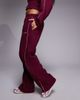 Kaiia Kaiia sport cotton rich side stripe wide leg sweatpants in burgundy and baby pink - part of a set-Red - 2
