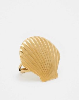 Kaiia Kaiia stainless steel large shell adjustable ring in gold