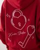 Kaiia Kaiia Studio cotton rich embroidered lock and key back graphic oversized hoodie in red and pink - part of a set-Multi - 3