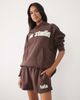 Kaiia Kaiia Studio cotton rich embroidered logo sweat shorts in brown & yellow - part of a set - 3