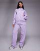 Kaiia Kaiia Studio embroidered logo wide leg pocket detail sweatpants in lilac - part of a set-Purple - 1