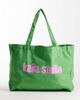 Kaiia Kaiia Studio printed logo canvas tote bag in green and pink - 2