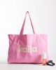 Kaiia Kaiia Studio printed logo canvas tote bag in pink and yellow - 2