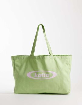Kaiia Kaiia Studio tote bag in pastel green and pink-Multi