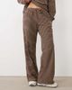 Kaiia Kaiia super soft fleece wide leg lounge pants in brown & cream stripes - part of a set-Multi - 3