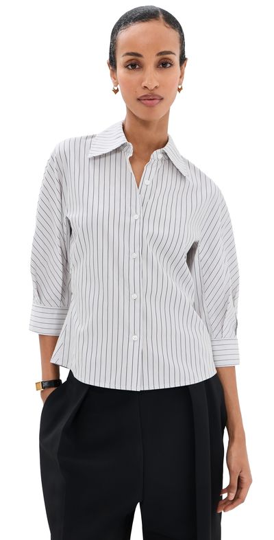 Kallmeyer Kallmeyer Colette 3/4-Sleeve Button Down Shirt Navy Stripe