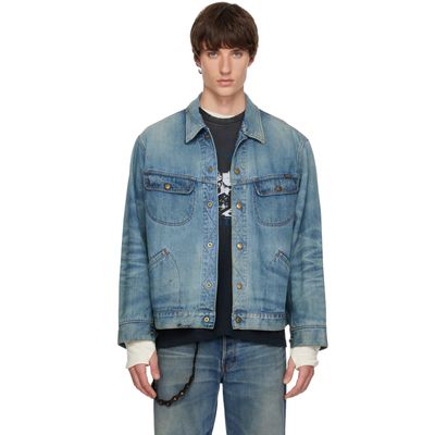 Kamiya Kamiya Blue Distressed Denim Trucker Jacket