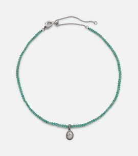 Kamyen Kamyen 18kt black gold choker with emeralds and diamonds