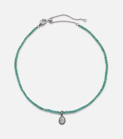 Kamyen Kamyen 18kt black gold choker with emeralds and diamonds