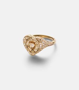 Kamyen Kamyen 18kt gold pinky ring with diamonds