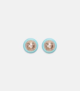 Kamyen Kamyen 18kt rose gold and enamel earrings with diamonds