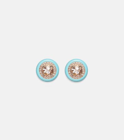 Kamyen Kamyen 18kt rose gold and enamel earrings with diamonds