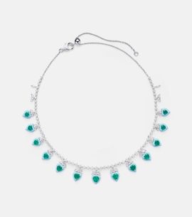 Kamyen Kamyen 18kt white gold and enamel choker with emeralds and diamonds