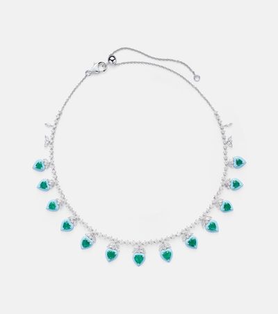 Kamyen Kamyen 18kt white gold and enamel choker with emeralds and diamonds