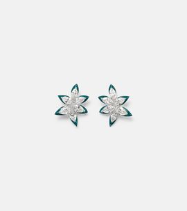 Kamyen Kamyen 18kt white gold and enamel earrings with diamonds