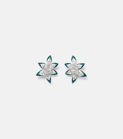 Kamyen Kamyen 18kt white gold and enamel earrings with diamonds
