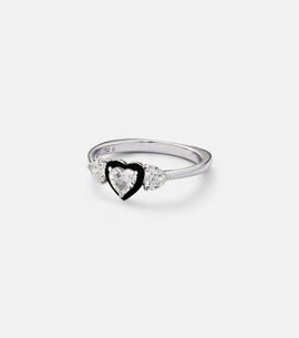 Kamyen Kamyen 18kt white gold and enamel pinky ring with diamonds