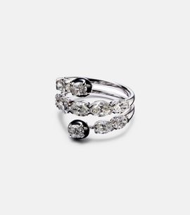 Kamyen Kamyen 18kt white gold and enamel ring with diamonds