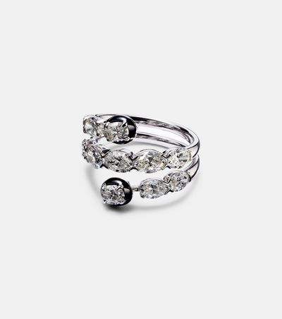 Kamyen Kamyen 18kt white gold and enamel ring with diamonds