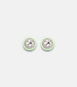 Kamyen Kamyen 18kt white gold earrings with diamonds and enamel