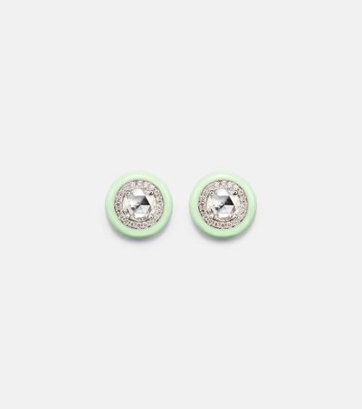 Kamyen Kamyen 18kt white gold earrings with diamonds and enamel