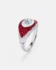 Kamyen Kamyen 18kt white gold pinky ring with diamonds and rubies - 4